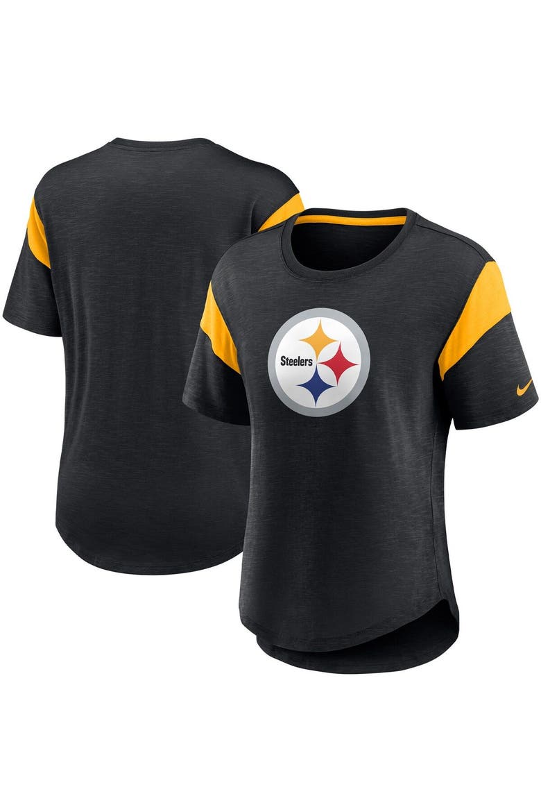 Women's Nike Heather Black Pittsburgh Steelers Primary Logo Fashion Top, Main, color, Heather Black