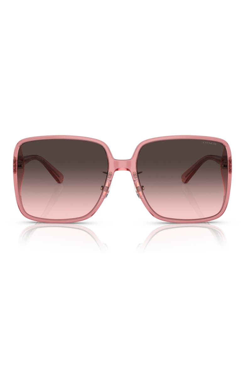 61mm Gradient Square Sunglasses, Alternate, color, GREY PINK