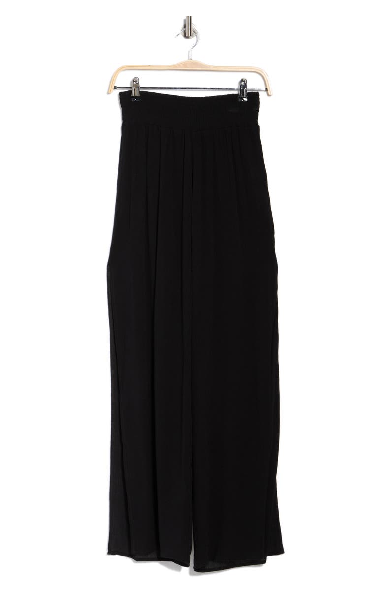 Elan Side Slit Wide Leg Cover-Up Pants, Alternate, color, Black