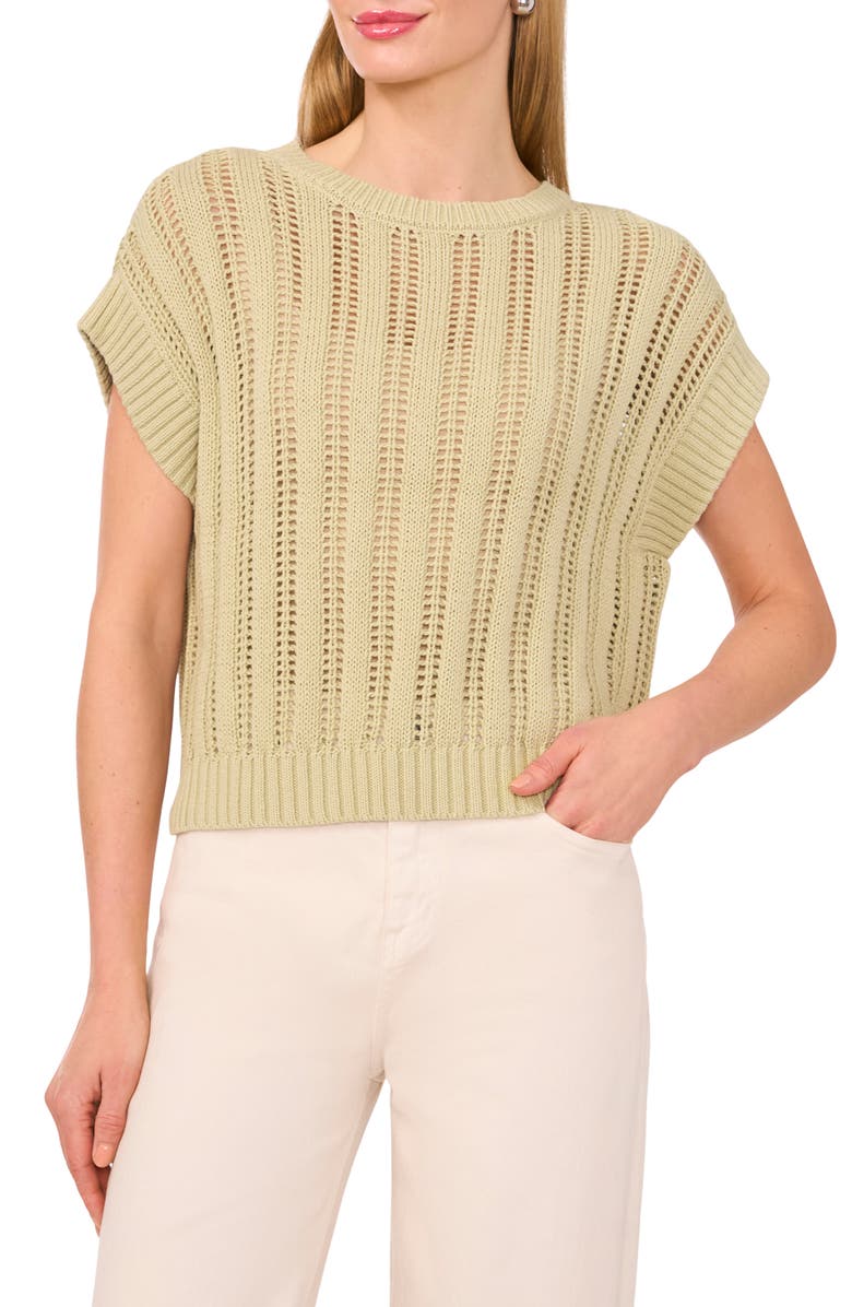 Halogen<sup>®</sup> Cotton Short Sleeve Sweater, Main, color, Soft Sage