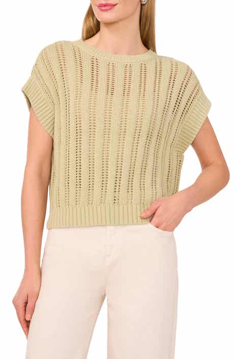 Halogen® Cotton Short Sleeve Sweater