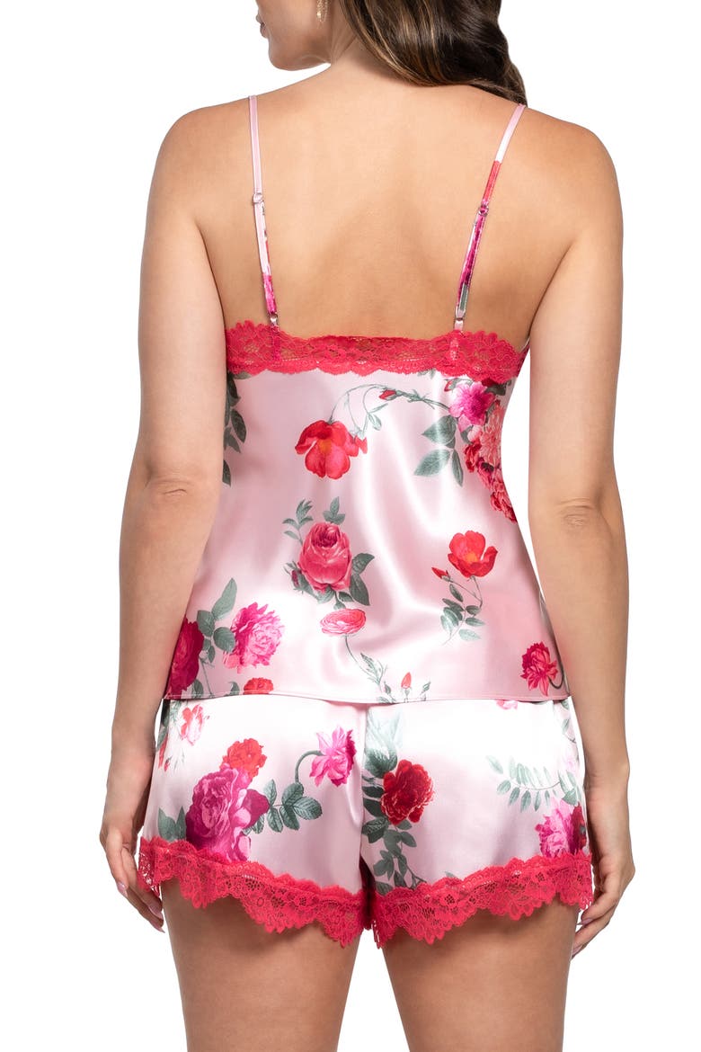 Alyssa Lace Trim Strappy Short Satin Pajamas, Alternate, color, LIGHT PINK