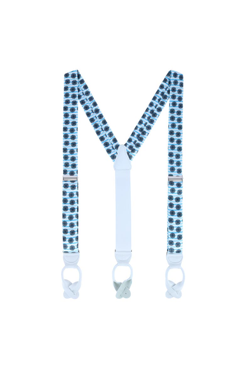 Find Your Way Compass Theme Silk Button End Suspenders, Alternate, color, White