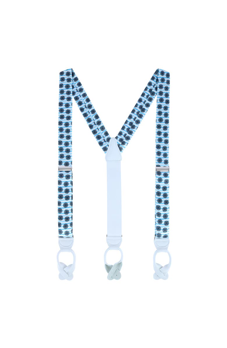 Trafalgar Find Your Way Compass Theme Silk Button End Suspenders, Alternate, color, White