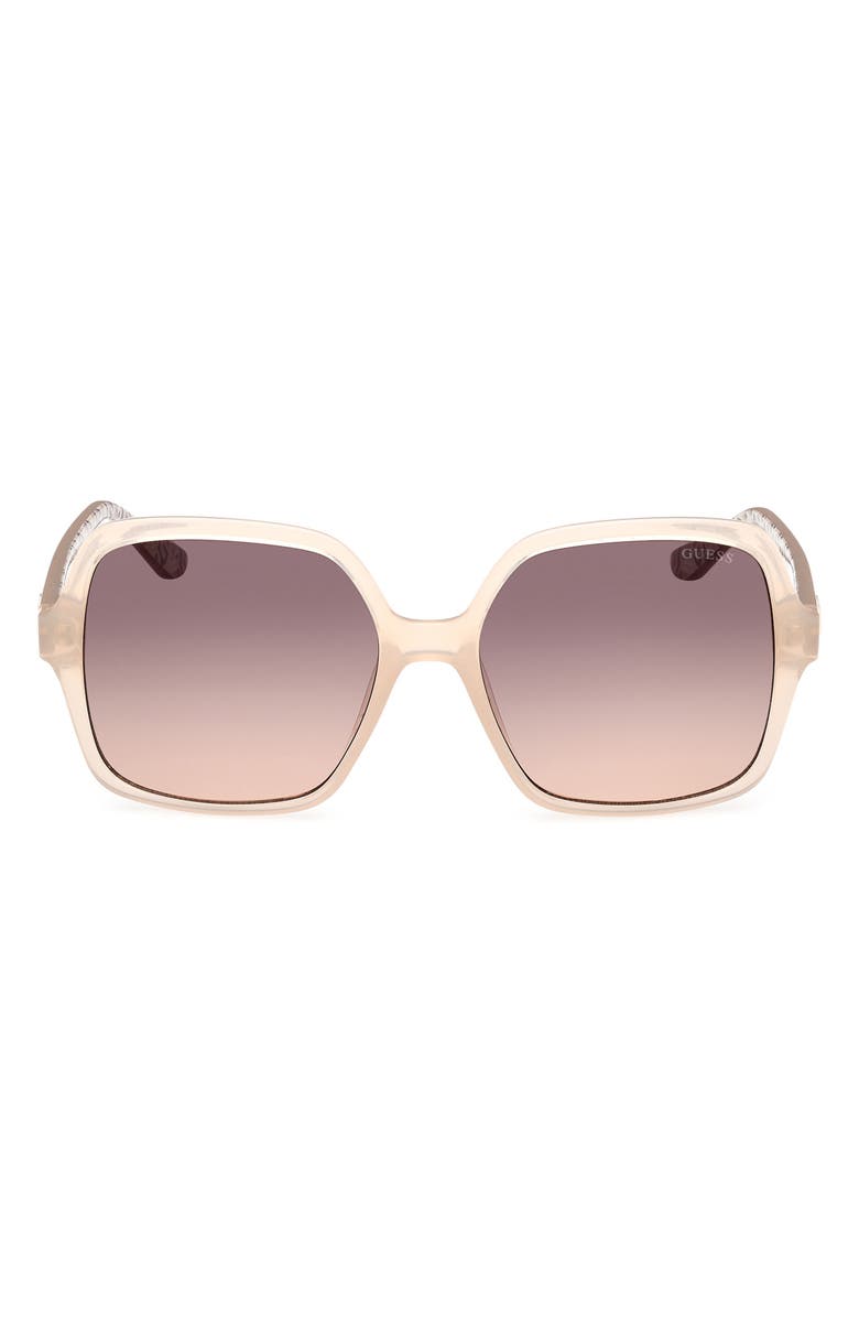 GUESS Square Sunglasses, Main, color, Shiny Beige / Gradient Brown
