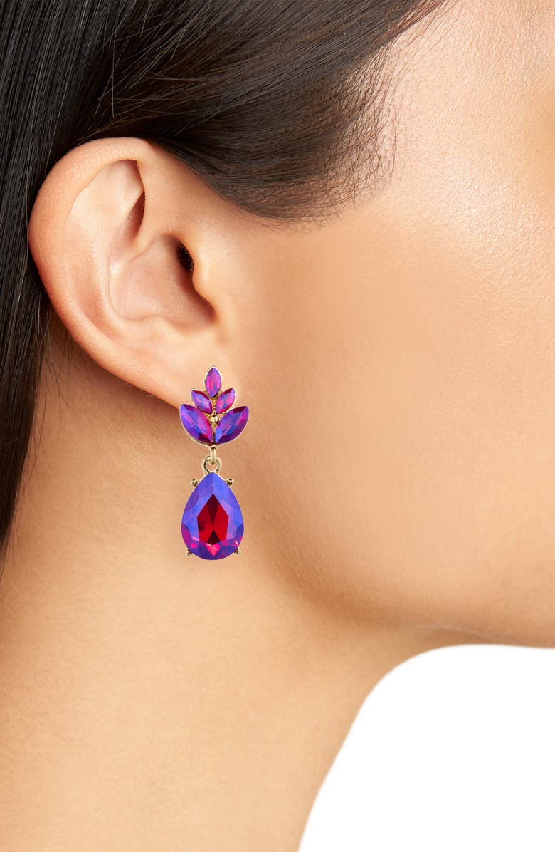 Cara Leaf Drop Earrings, Alternate, color, Fuchsia