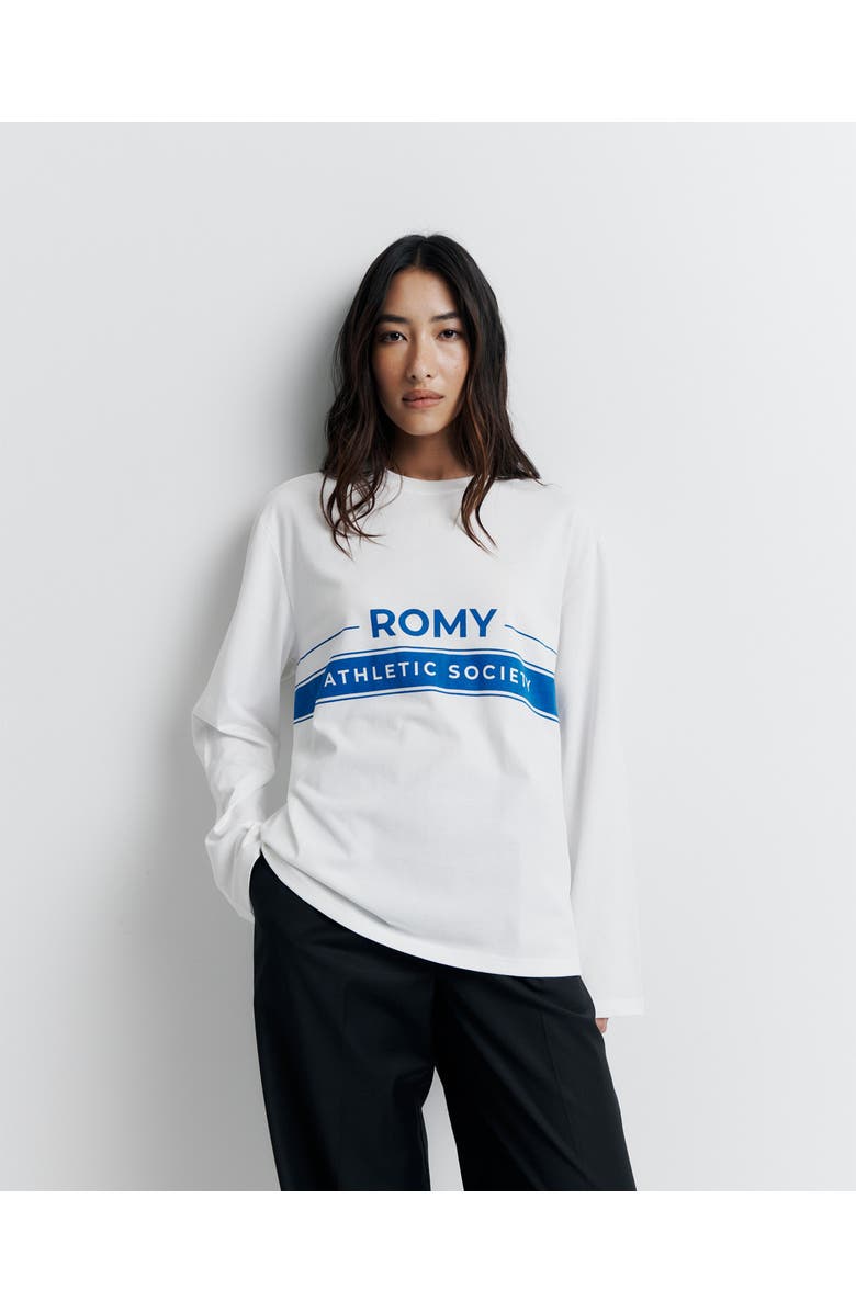 Romy the Brand Romy Athletic Society Long Sleeve Tee, Main, color, White + Print