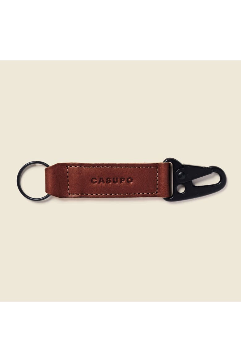 Leather Keychain with Lobster Hook, Main, color, Chocolate
