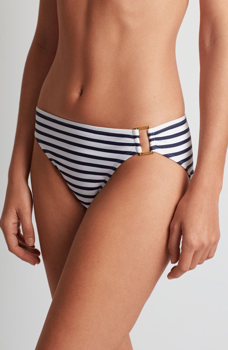 Lauren Ralph Lauren Stripe Ring Bikini Bottoms, Alternate, color, Navy White