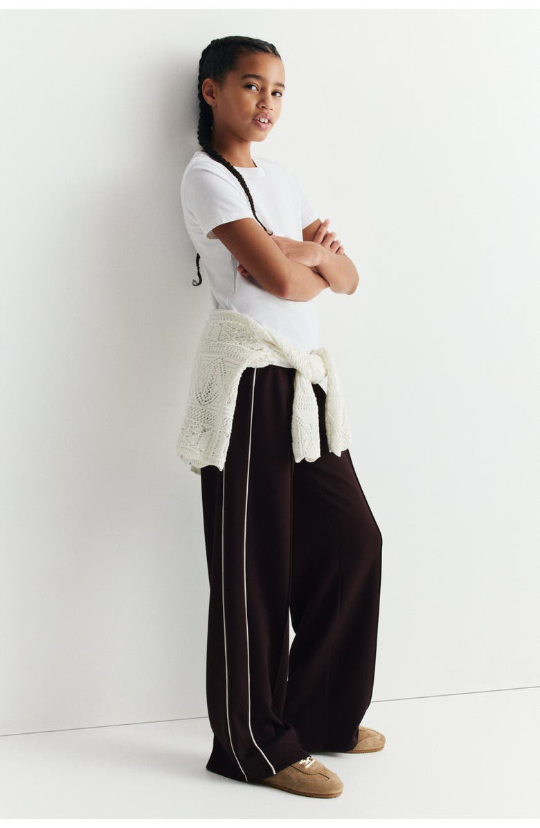 H&M Wide-leg Scuba Knit Track Pants, Alternate, color, Dark Brown