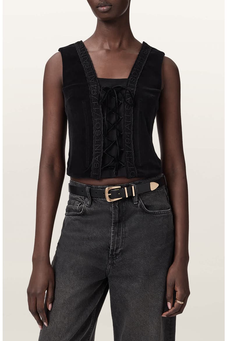 Selin Velveteen Vest, Main, color, BLACK