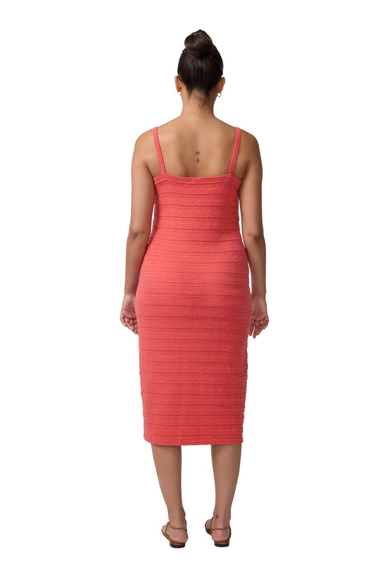 Pointelle Knit Maternity Midi Slip Dress, Alternate, color, Coral