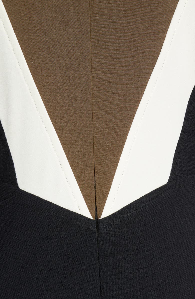 Victoria Beckham Colorblock Long Sleeve Cady Midi Dress, Alternate, color, 