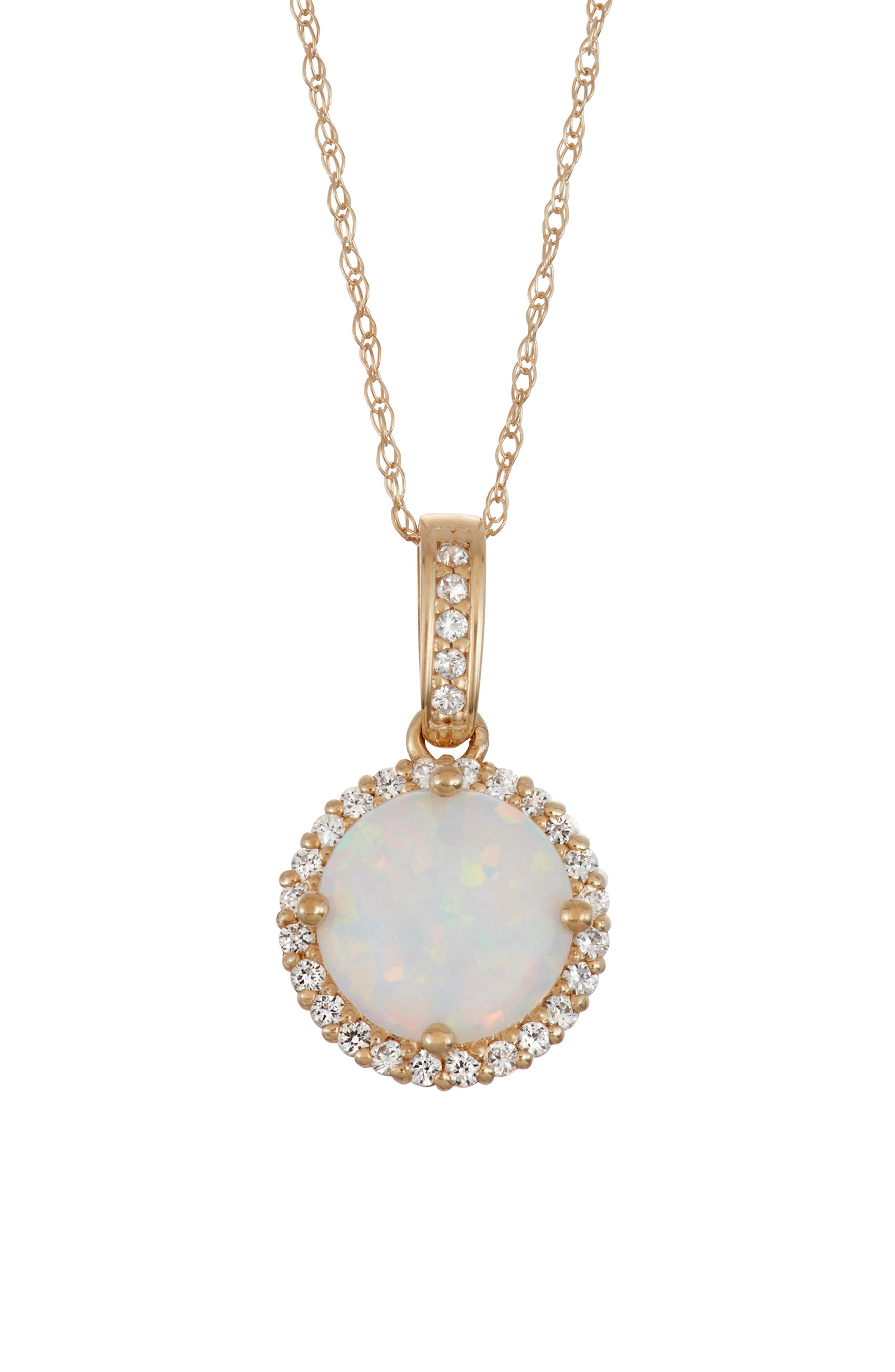FZN 10K Gold Halo Stone Medallion Pendant Necklace