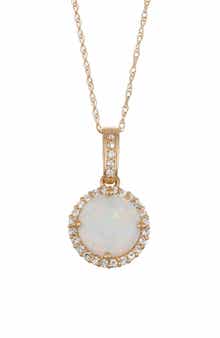 FZN 10K Gold Halo Stone Medallion Pendant Necklace