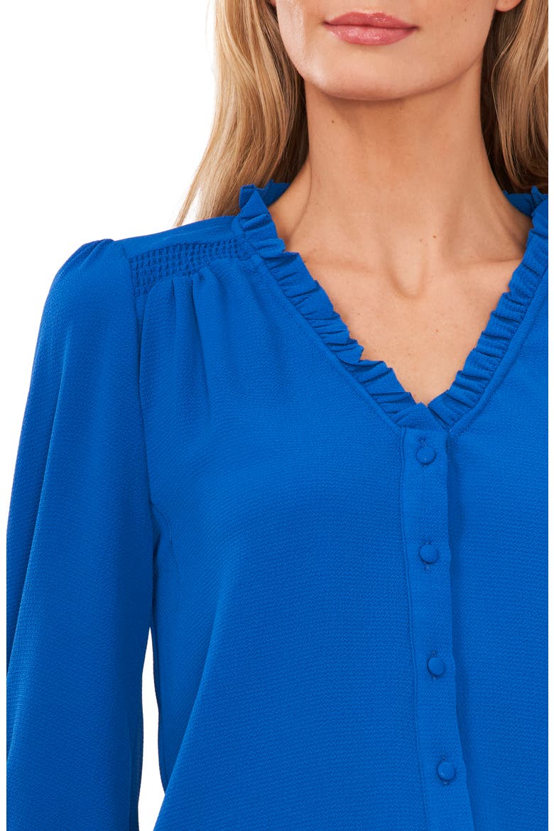 Ruffle V-Neck Blouse, Alternate, color, DP ROYAL BLUE