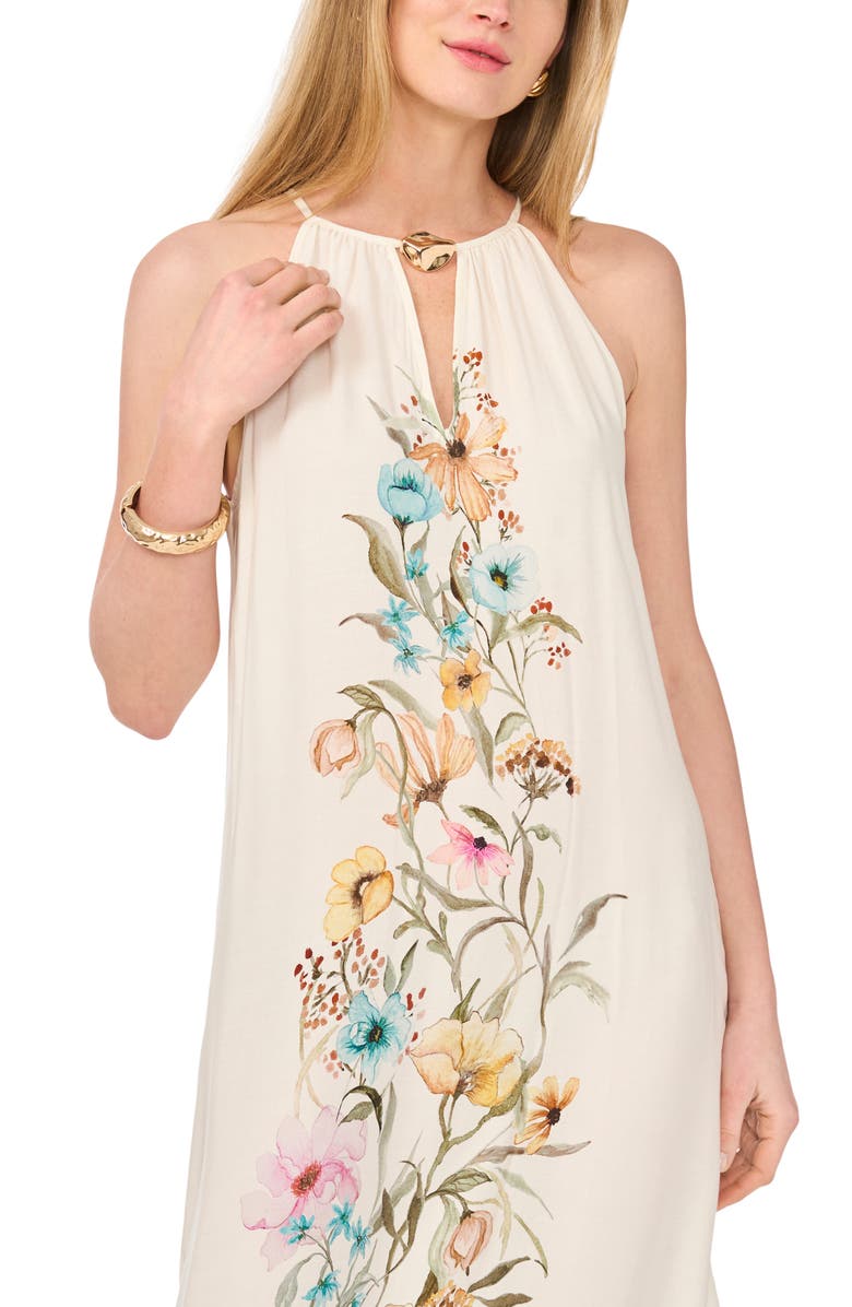 Vince Camuto Floral Print Sleeveless Maxi Dress, Alternate, color, Antique White