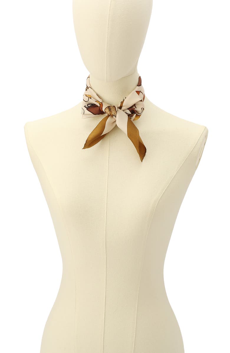 COACH Originals Print Silk Square Scarf, Alternate, color, Ochre/ Maple