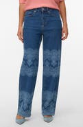 VERO MODA High Waist Laser Print Wide Leg Jeans