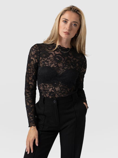 Saint + Sofia Miranda Lace Tee In Black