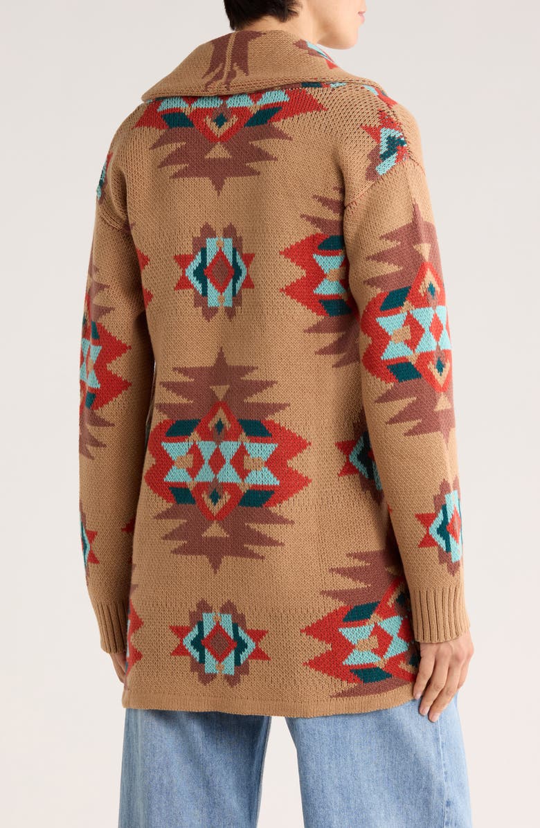 Lucky Brand Novelty Pattern Shawl Collar Open Front Cardigan, Alternate, color,