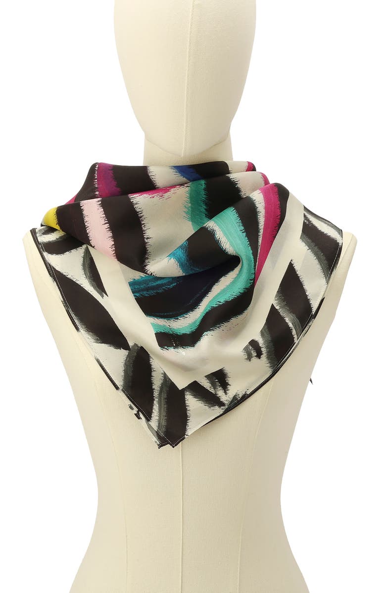 Kurt Geiger London Rainbow Zebra Silk Square Scarf, Alternate, color, White/ Rainbow