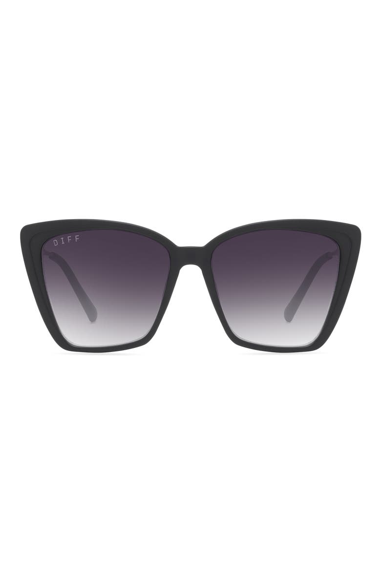 Heidi 56mm Cat Eye Sunglasses, Main, color, MATTE BLACK SHARP GREY GRADIEN