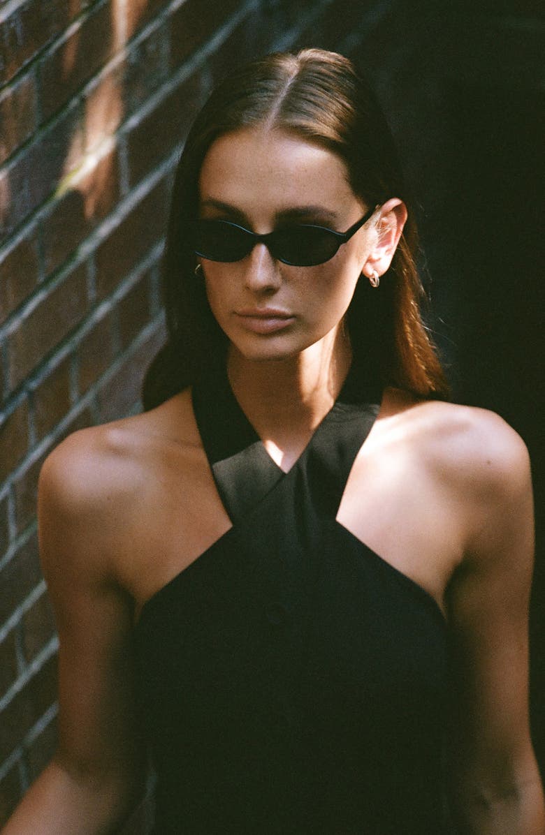 French Connection Harry Suiting Crisscross Halter Top, Alternate, color, Black