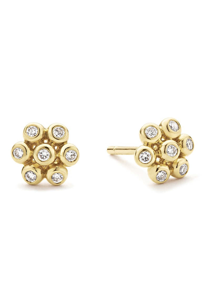 KSL Diamond Flower Stud Earrings, Alternate, color, GOLD DIAMOND