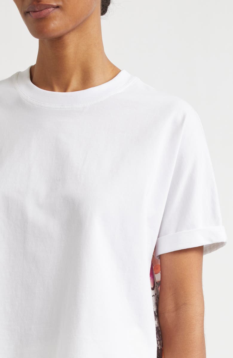 3.1 Phillip Lim Floral High Low Cotton T-Shirt, Alternate, color, White Multi