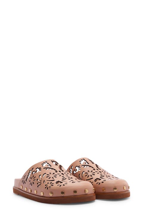 Lace Anatomic Leather Flat Mule