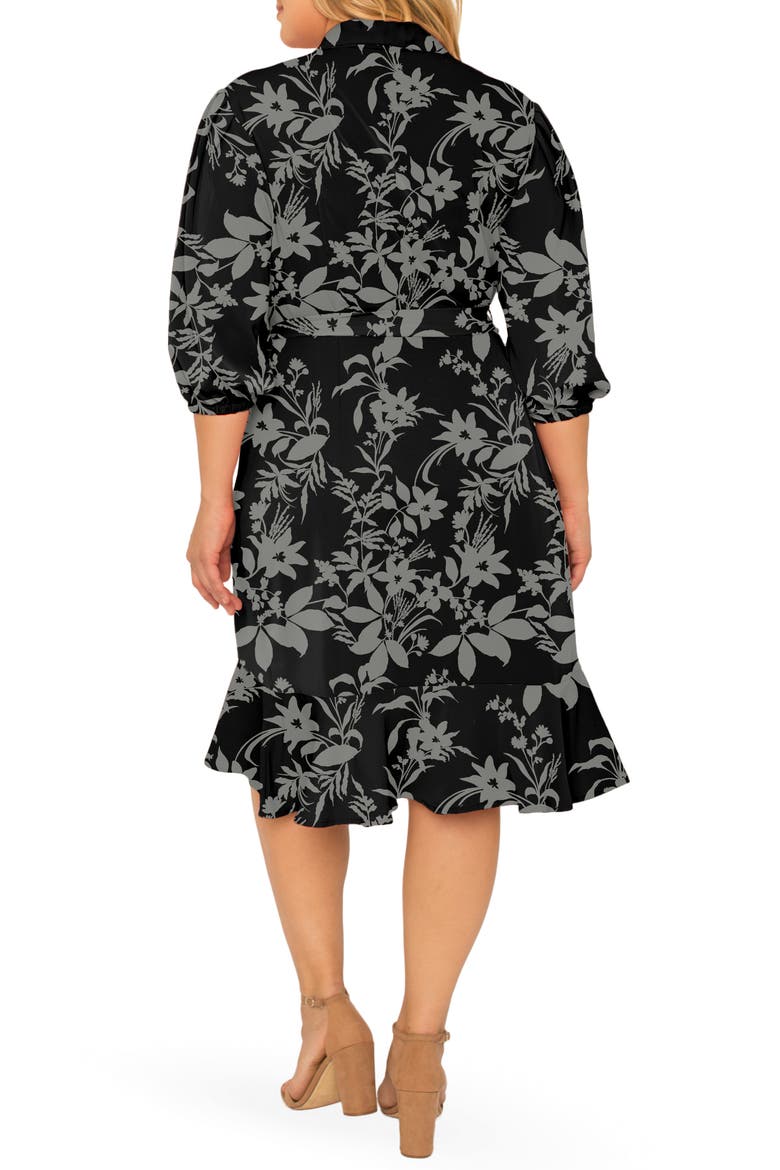 Kylie Ruffle Wrap Dress, Alternate, color, BLACK GREY