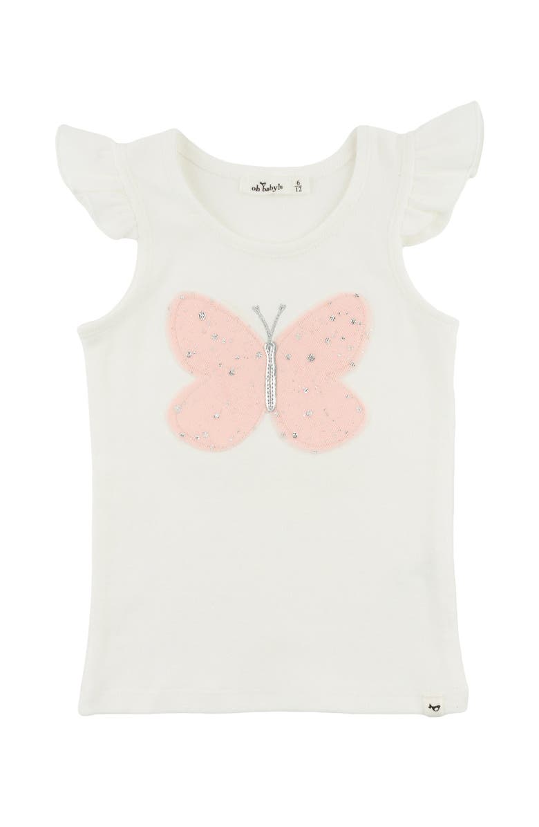 oh baby! Butterfly Pink/Pink Silver Tulle Flutter Tank, Main, color, Cream