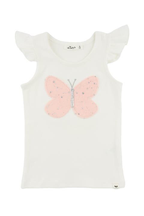 Butterfly Pink/Pink Silver Tulle Flutter Tank