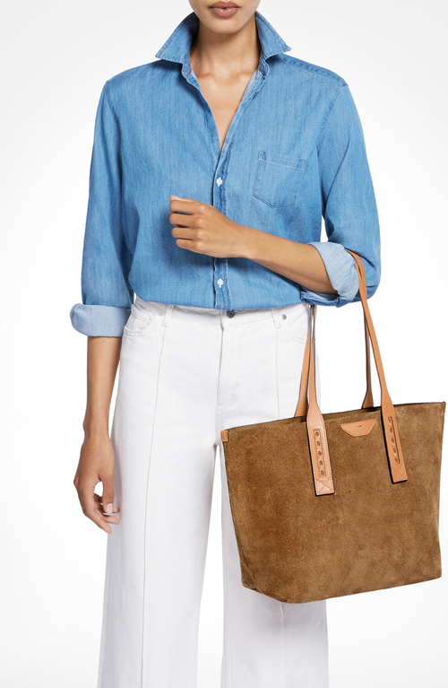 Aviteur Easy Suede Tote In Brown