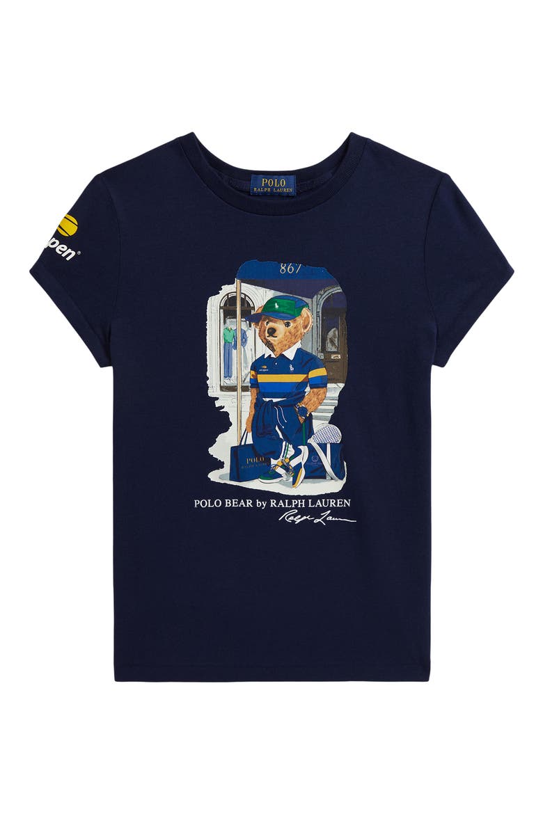 Kids' US Open Polo Bear Graphic Cotton Jersey T-Shirt, Main, color, REFINED NAVY