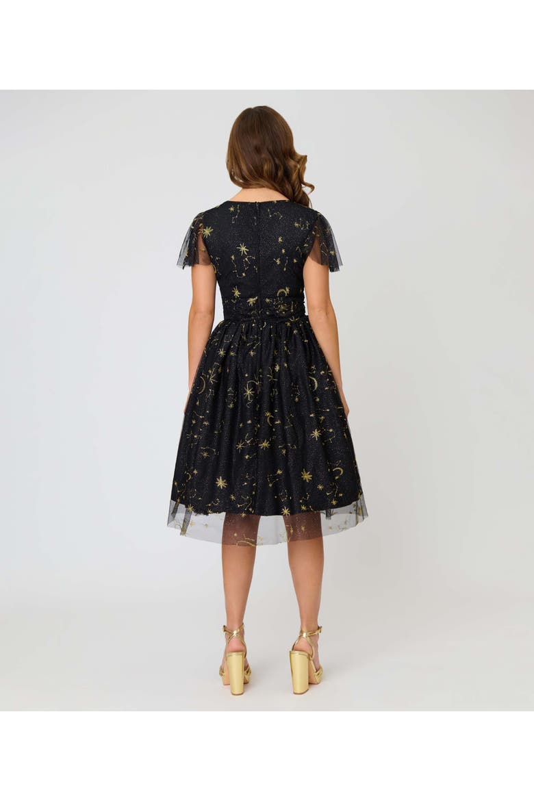 Midori Swing Dress, Alternate, color, Black Celestial Print