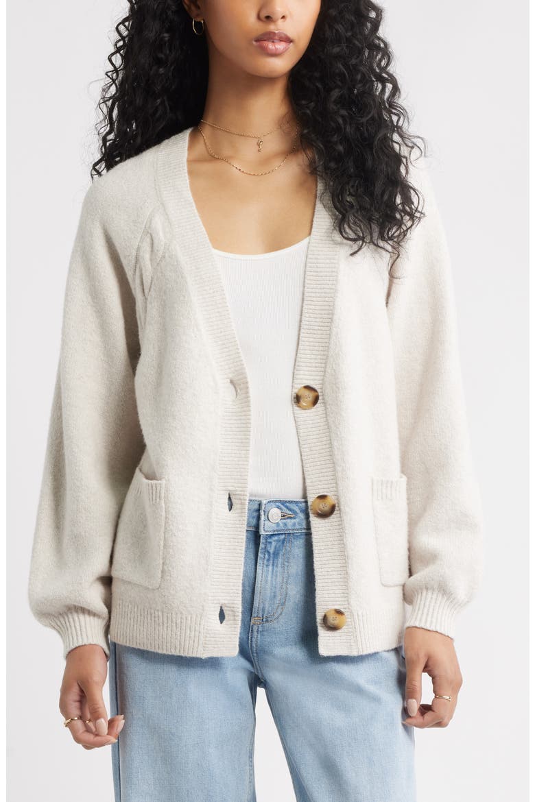 Relaxed Everyday Cardigan, Main, color, BEIGE OATMEAL LIGHT HEATHER