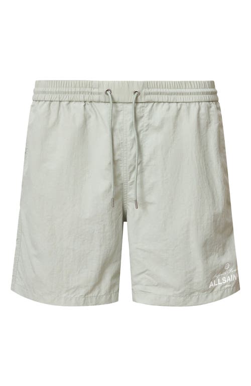 Allsaints Soleil Slim Fit 6.2 Swim Trunks In Slate Green