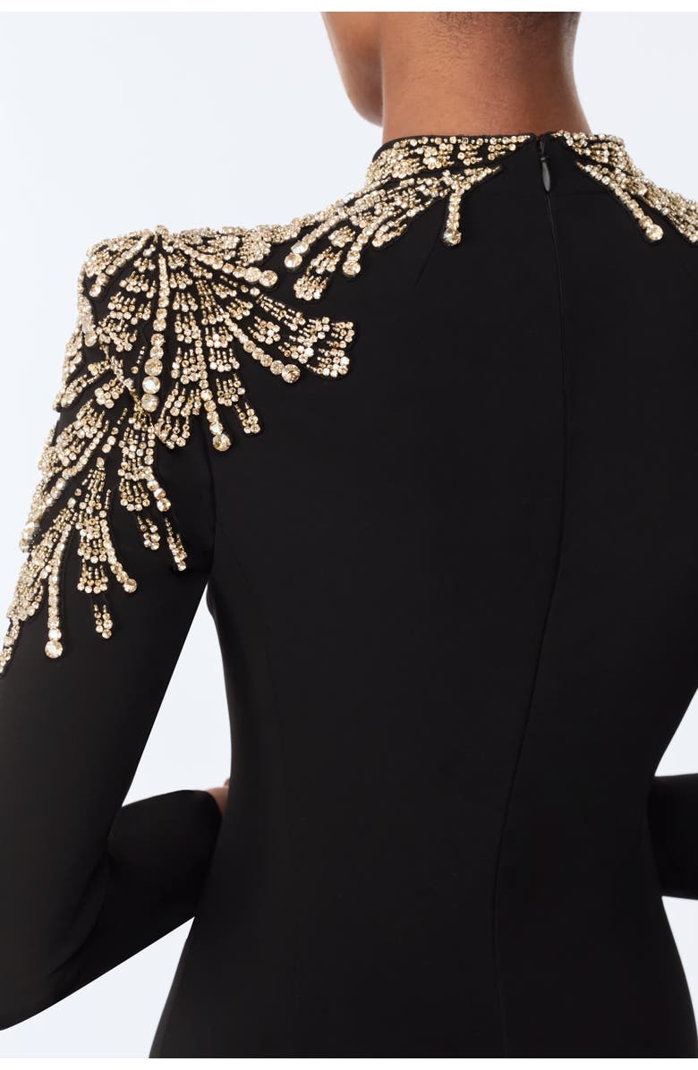 Jenny Packham Cobra embellished-shoulders mock-neck maxi dress, Alternate, color, Liquorice