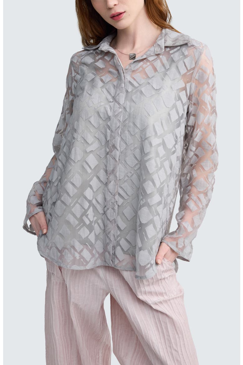 Maren Batik-Effect Tunic Shirt, Alternate, color, Ash Grey