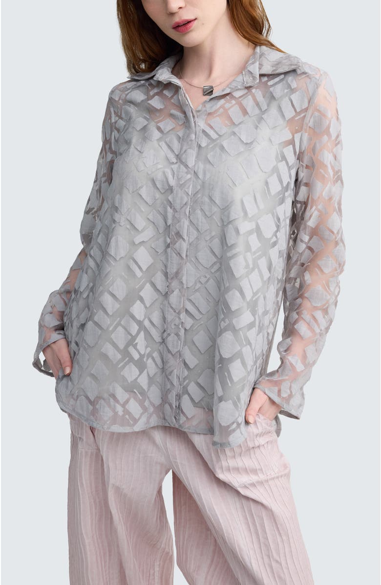 LUUKAA Maren Batik-Effect Tunic Shirt, Alternate, color, Ash Grey