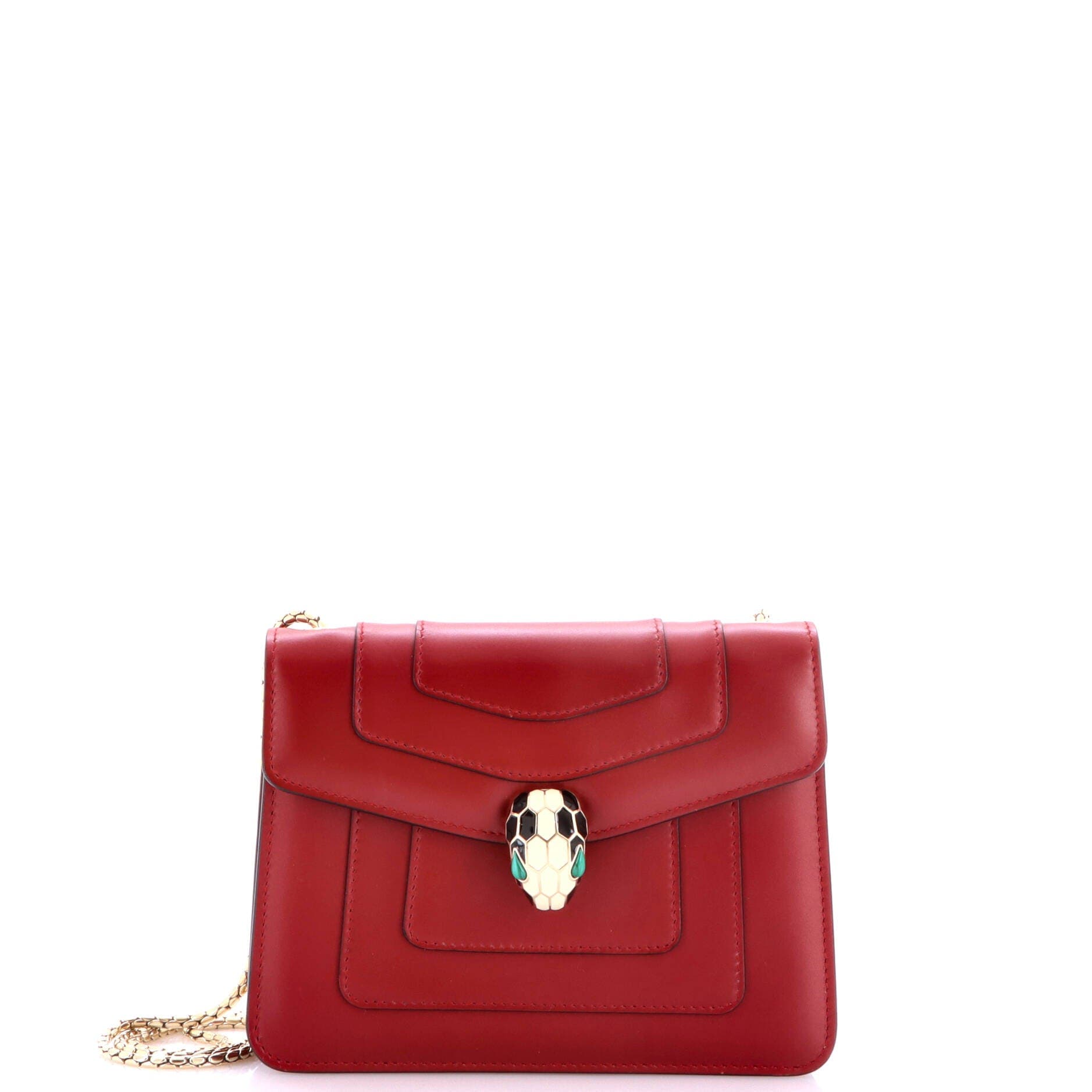 Serpenti Forever Square Shoulder Bag Leather Small, Main, color, Red