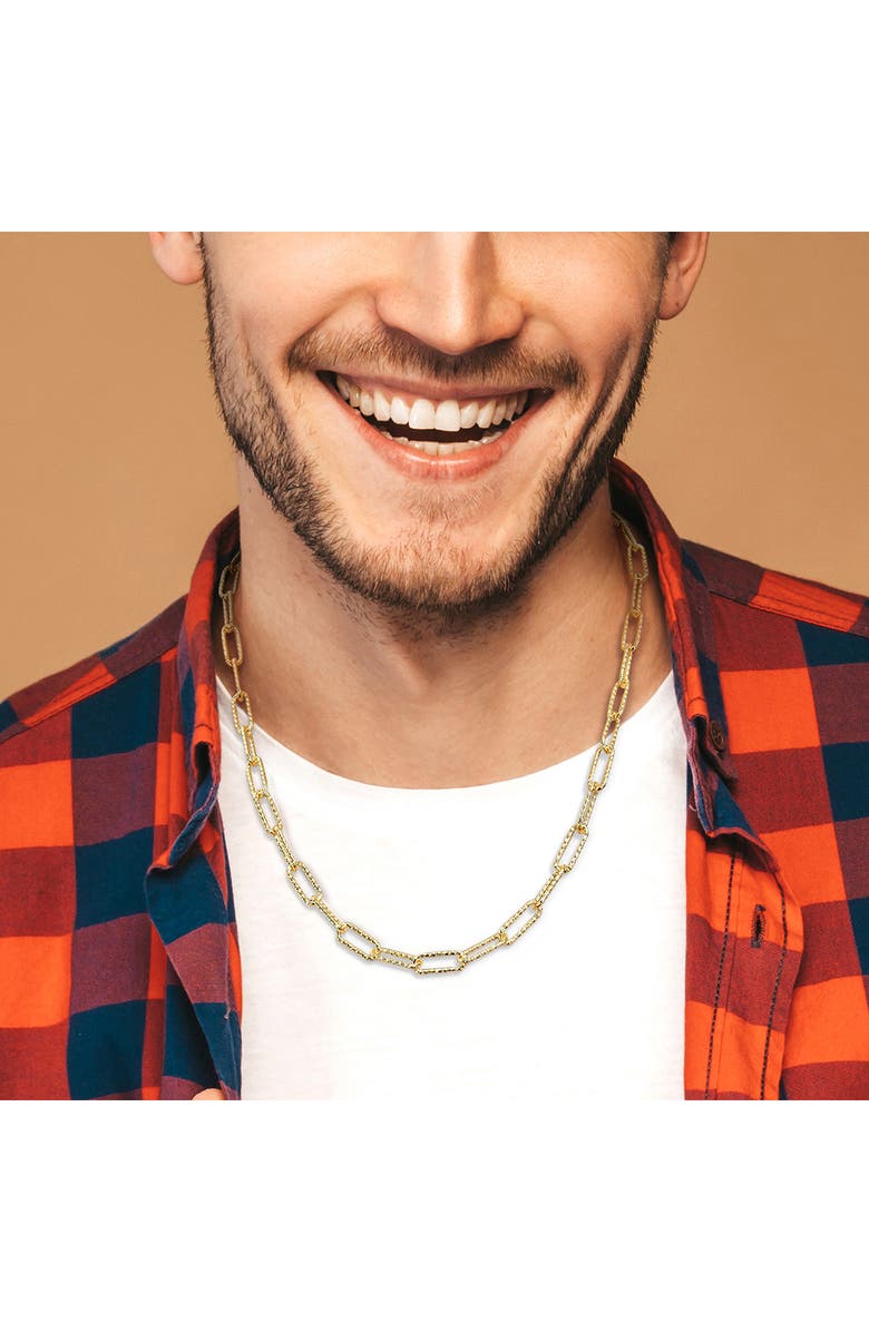 DELMAR Textured Paper Clip Chain Necklace, Alternate, color, Yellow