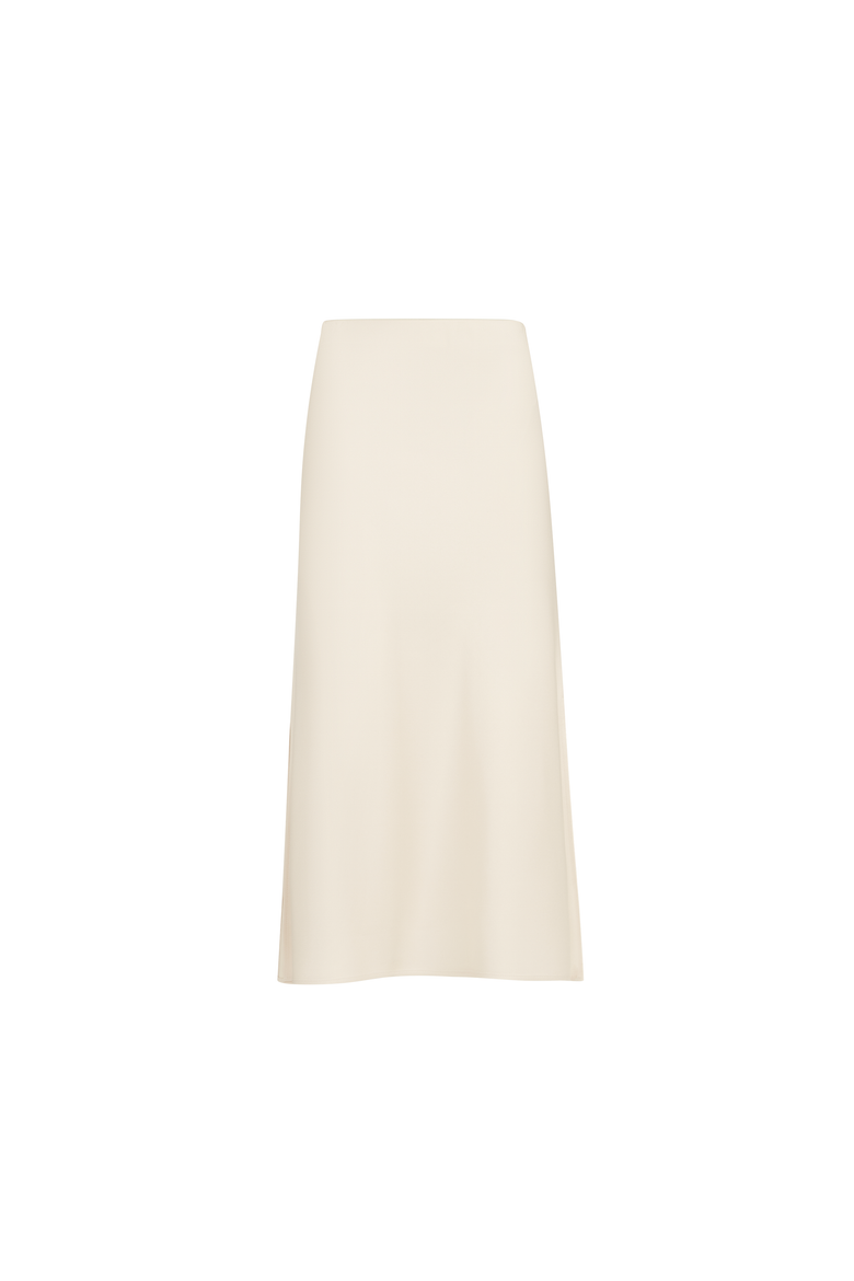 Satin cady fluid pencil skirt, Alternate, color, Beige Silk