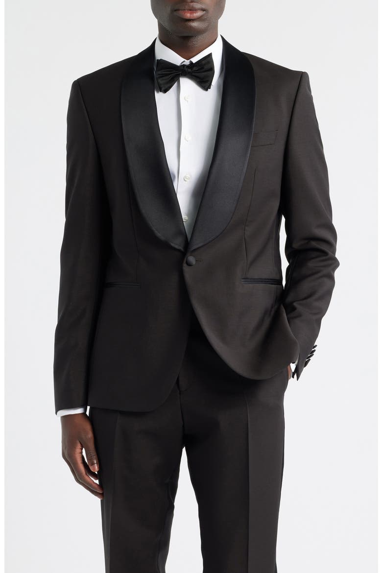 Huge Shawl Collar Dark Brown Wool & Mohair Tuxedo, Alternate, color, DARK BROWN