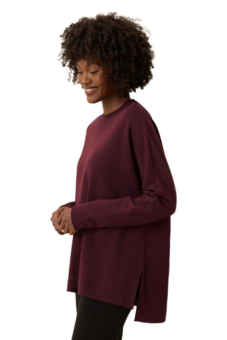 Organic Cotton Airplane Long Sleeve Poncho, Alternate, color, Windsor Wine