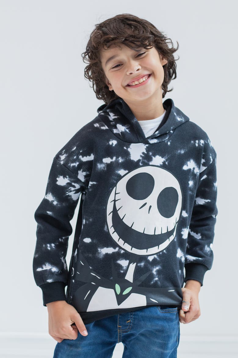 Nightmare Before Christmas Fleece Hooded Sweatshirt, Alternate, color, Jack Skellington Black