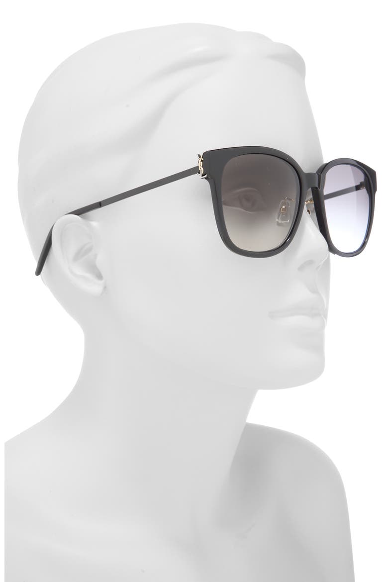 57mm Square Sunglasses, Alternate, color, BLACK BLACK SMOKE