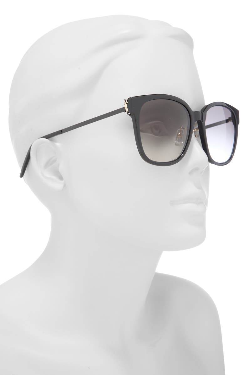 Saint Laurent 57mm Square Sunglasses, Alternate, color, Black Black Smoke